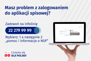 Zdjęcie komputera po prawej stronie, po lewej informacja o tym, że w razie problemów z logowaniem można dzwonić na infolinię 222799999