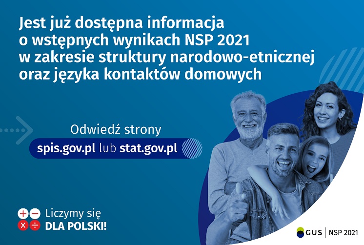 Udostępniamy informację sygnalną „Wstępne wyniki NSP 2021 w zakresie struktury narodowo-etnicznej oraz języka kontaktów domowych”