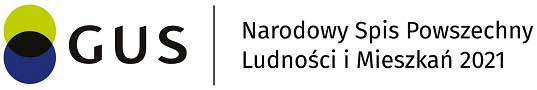 Logo Głównego Urzędu Statystycznego, napis Narodowy Spis Powszechny Ludności i Mieszkań 2021, kolor